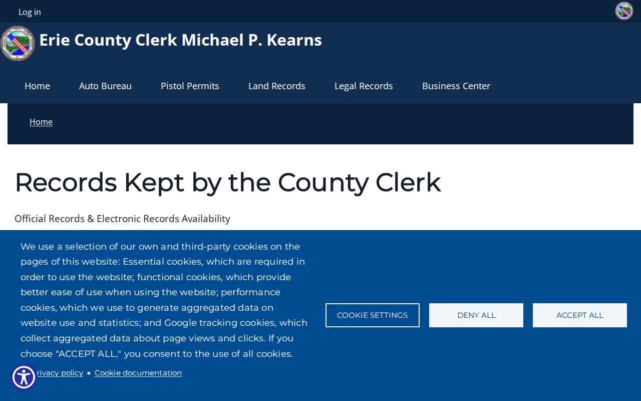Erie County residents directory Clerk records kept page