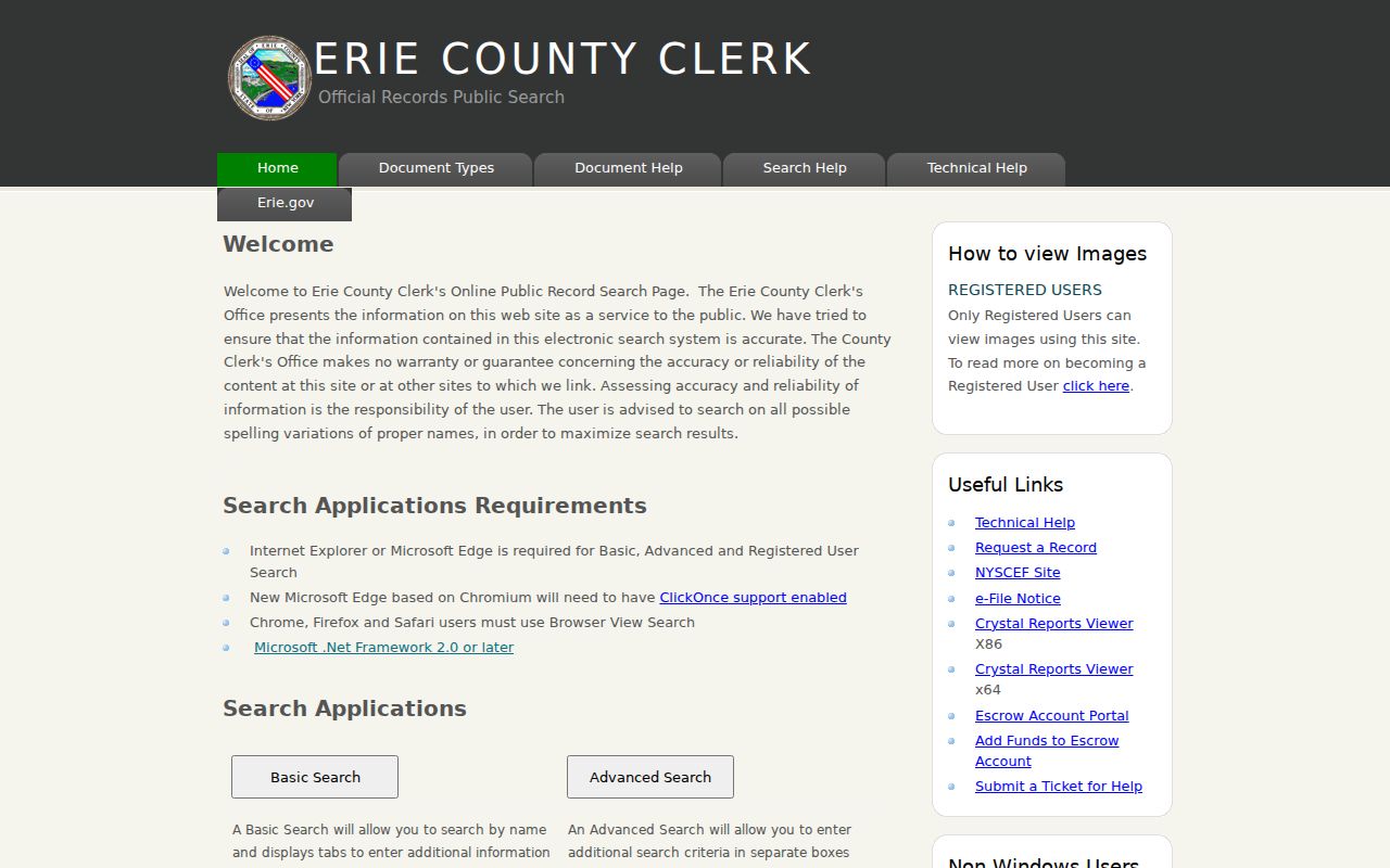 Erie County residents directory County Clerk public records search