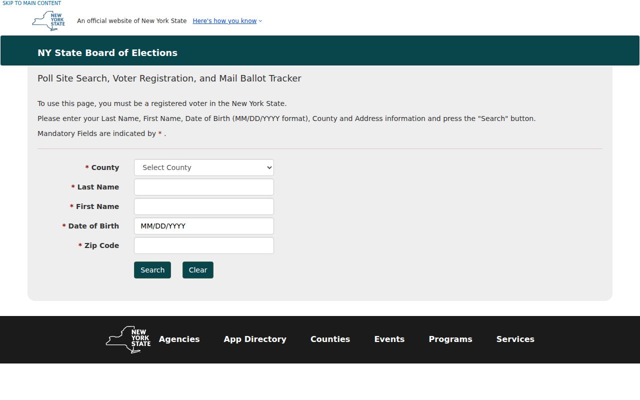 Erie County residents directory New York voter lookup fields