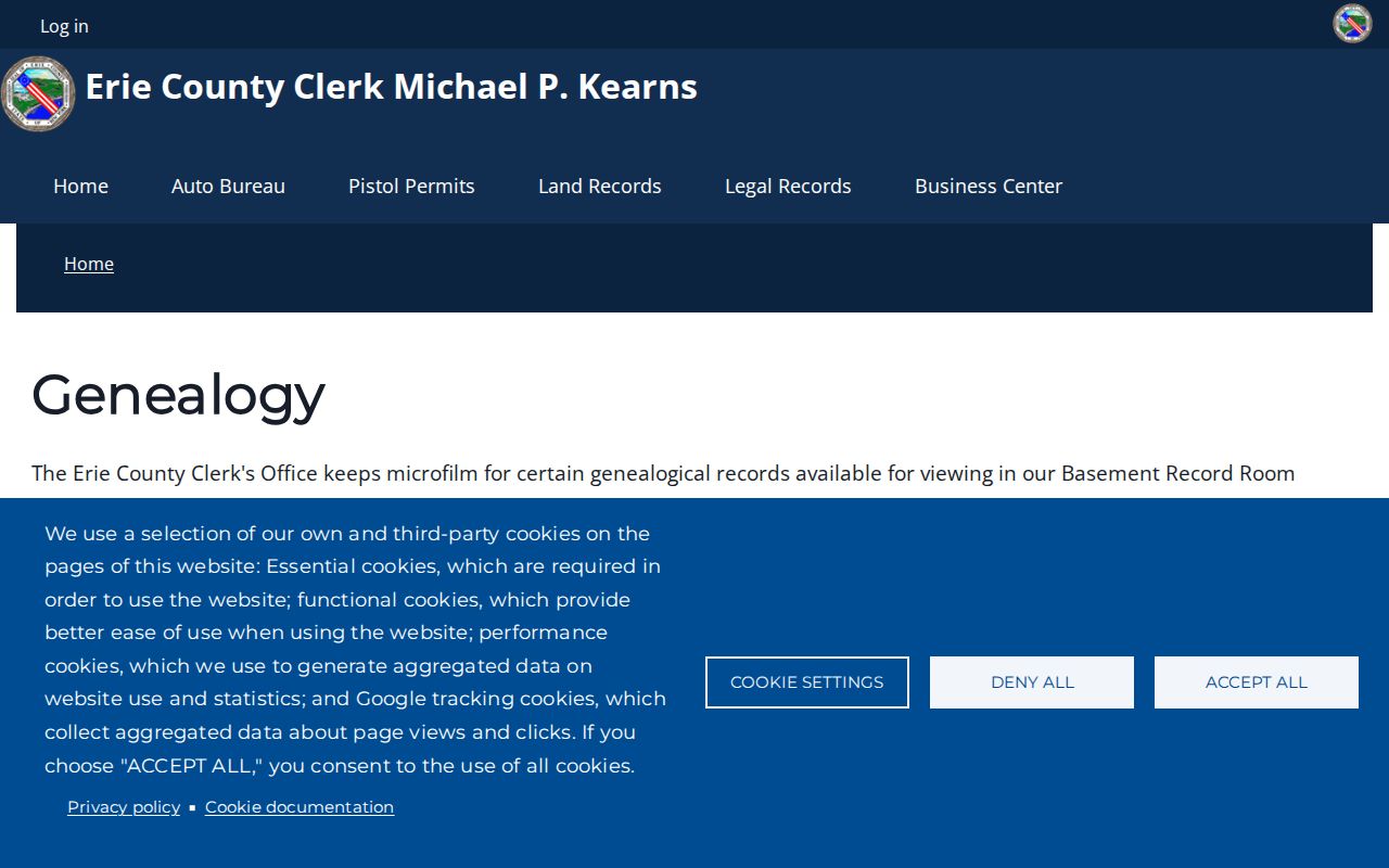 Erie County previous residents genealogy holdings and historical research access