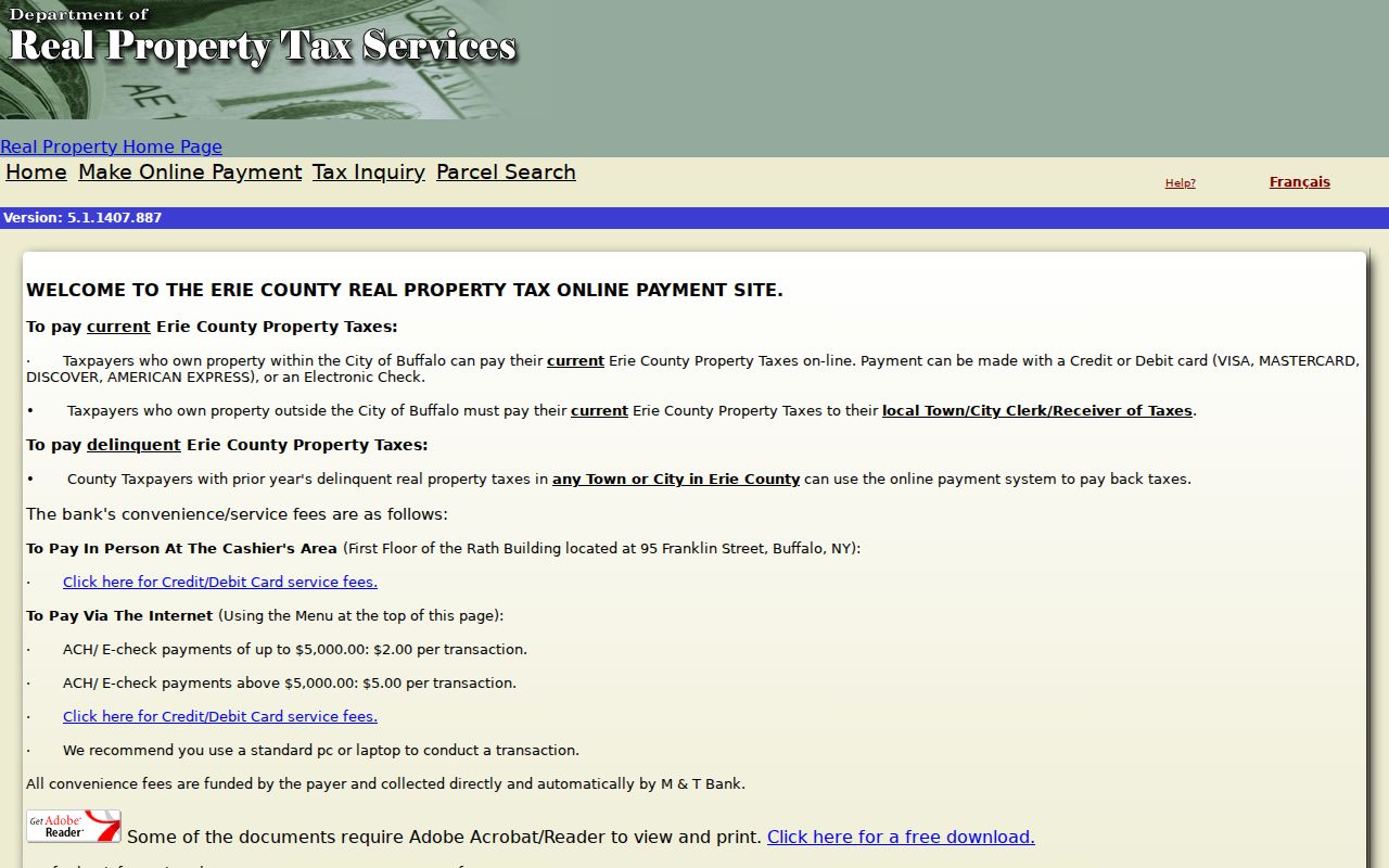 Erie County street directory tax inquiry and parcel search portal