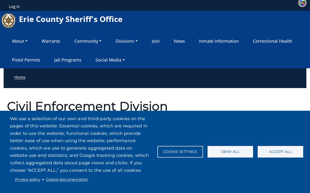 Erie County ZIP code directory Sheriff locality and service information