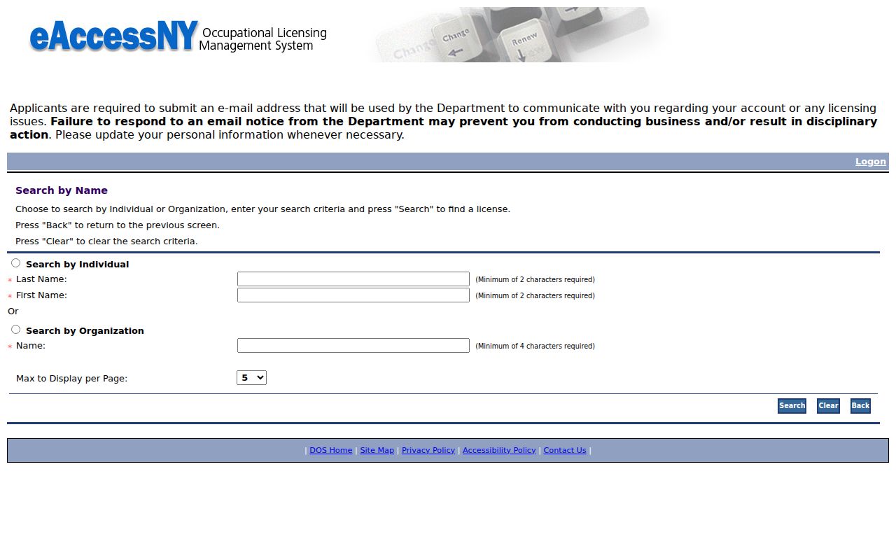 Erie County ZIP code directory New York eAccessNY ZIP filter